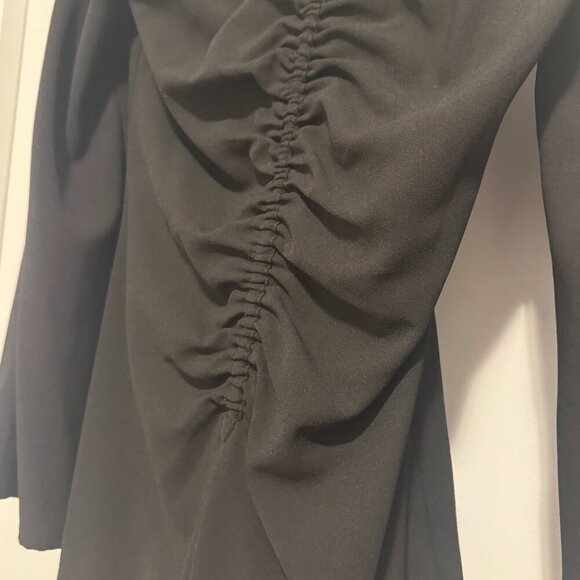 Zara Gothic Black Stone Accent Bell Sleeve Flare Mini Dress Size Small - Picture 10 of 10